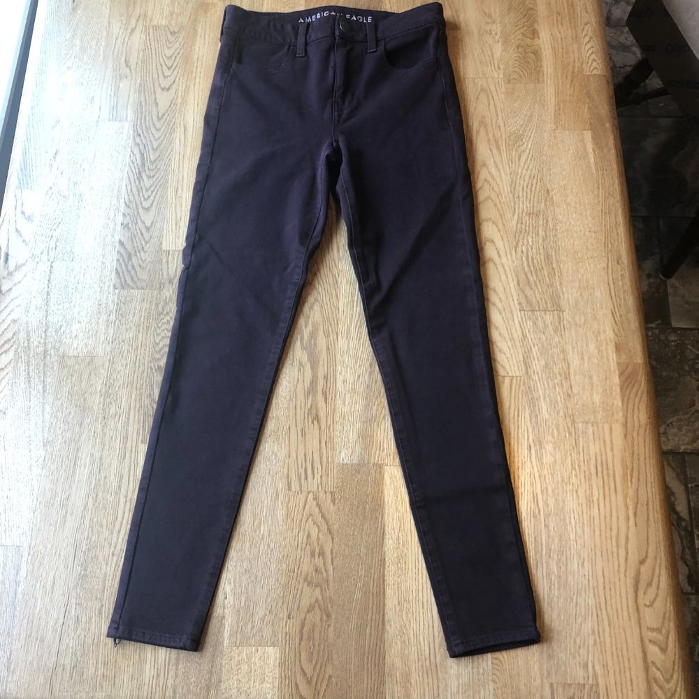 American Eagle Hi Rise Jeggings Burgundy Size 4 - Picture 3 of 15